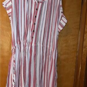 Belk Multicolor Striped Button-Up Midi Dress